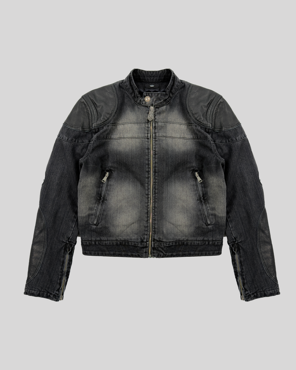 “UNDEFEATED” LEATHER DENIM JACKET